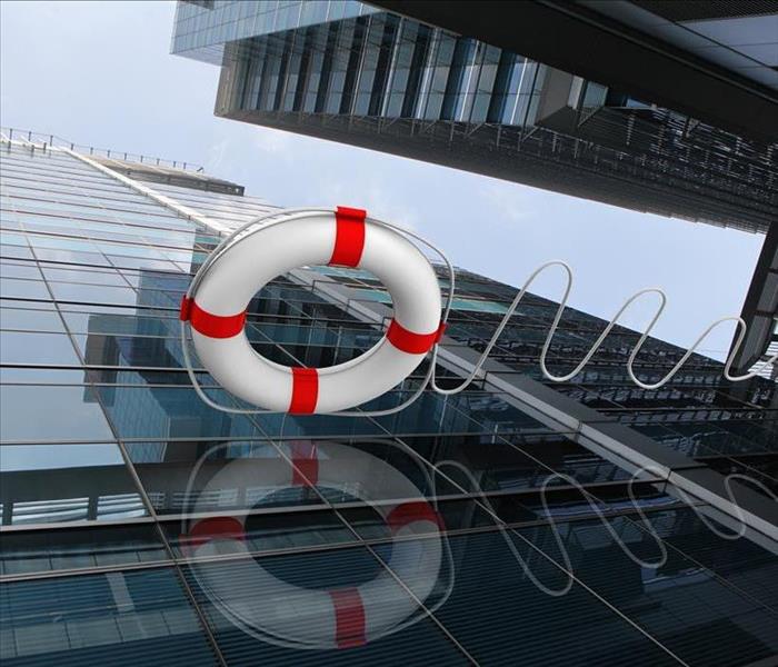 Image of a lifebuoy and a building